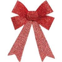 VFM e-Store Tinsel Bow Christmas Decoration X 1 22cm x 32cm x 7cm Red | Size: 22 cm x 32 cm x 7 cm