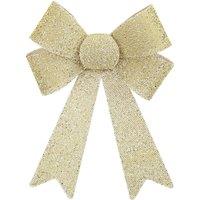 VFM e-Store Tinsel Bow Christmas Decoration X 1 37cm x 49cm x 13cm Champagne in Ivory | Size: 37 cm x 49 cm x 13 cm