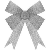 VFM e-Store Tinsel Bow Christmas Decoration X 1 37cm x 49cm x 13cm Silver | Size: 37 cm x 49 cm x 13 cm