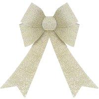 VFM e-Store Tinsel light Up Bow Christmas Decoration X Champagne in Ivory