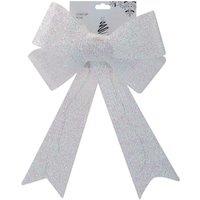VFM e-Store Tinsel Bow light Up Christmas Decoration X 1 29cm x 43cm x 10cm White | Size: 29 cm x 43 cm x 10 cm