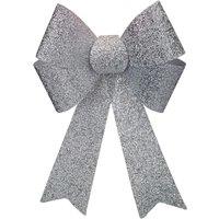 VFM e-Store Tinsel Bow Light Up Christmas Decoration X 1 29cm x 43cm x 10cm Silver | Size: 29 cm x 43 cm x 10 cm