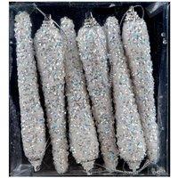 VFM e-Store Christmas Tree Decoration Crystal Look Icicles Ornament 6 in White