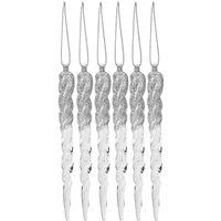 VFM e-Store Christmas Tree Decoration Hanging Glitter Snowflake Icicles 6 Silver