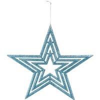 VFM e-Store Christmas Tree Decoration Hanging Glitter Star Burst Ornament Ice Blue