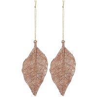 VFM e-Store Christmas Tree Decoration 2 Hanging Leaf Glitter X 1 22. 6cm Rose Gold