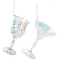 VFM e-Store Christmas Tree Decoration Wine Martini Assorted Designs 10. Iridescent in Clear