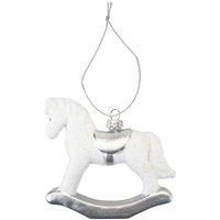 VFM e-Store Christmas Tree Decoration Silver White Rocking Horse