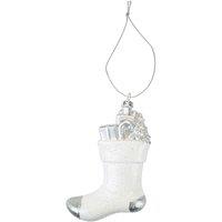 VFM e-Store Christmas Tree Decoration Silver White Stocking Ornament X
