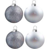 VFM e-Store Christmas Bauble Decoration Hanging Tree Ornament X 4 10cm Silver