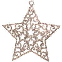 VFM e-Store Christmas Tree Decoration Hanging Glitter Stars 6 Champagne in Ivory