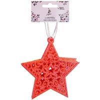 VFM e-Store Christmas Tree Decoration Glitter Star Ornament X 6 18. 5x9. 5x1. 5cm in Red