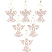 VFM e-Store Christmas Tree Decoration Glitter Angel X 6 17. 5cmx10cmx1. 5cm in Ivory | Size: 5 cmx10 cm