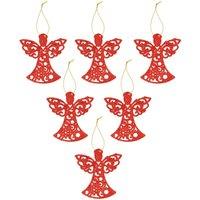 VFM e-Store Christmas Tree Decoration Hanging Glitter Angel 6 Red