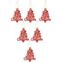VFM e-Store Christmas Tree Decoration Hanging Glitter Trees 6 Red