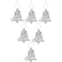 VFM e-Store Christmas Tree Decoration Hanging Glitter Trees 6 Silver