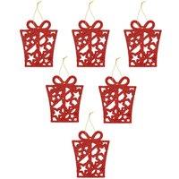 VFM e-Store Christmas Tree Decoration Hanging Glitter Present 6 Red