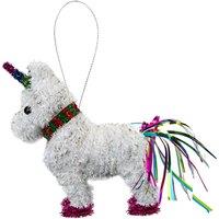 VFM e-Store Christmas Decoration Tinsel Unicorn X 1 15cm x 15cm White Unicorn 15cm | Size: 15 cm x 15 cm