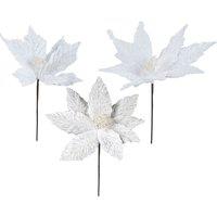 VFM e-Store Glitter Flower Picks Christmas Decoration Ornament X 1 30cm White
