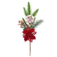 VFM e-Store Poinsettia Swirl Candy Pick With Hang Tag Christmas Decoratio Red