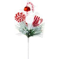 VFM e-Store Candy Ribbon Bell Pick Christmas Decoration Ornament X 1 26cm Red