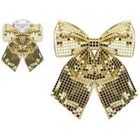 Garden Greatness Large Shiny Disco Gold Bow Decoration in Silver | Size: 1 Pack