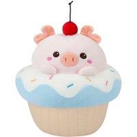 VFM e-Store Pig Cat Cup Cake Soft Toy Plush Stuffed in Blue