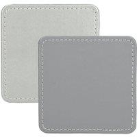 Creative Tops Naturals Premium Pack Of 4 Stitched Edge Faux Leather Coasters Metalic Silver in Light Grey