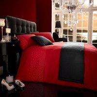 Smart Living Diamante 5PC Complete Bedding Set Duvet Cover, Pillow Pair, Cushion Cover, Bed Runner in Red | Size: Super King