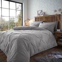 Smart Living Teddy Chiswick Pintuck Duvet Cover & Pillowcase Set in White | Size: Single
