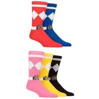 SOCKSHOP Mens & 5 Pair Power Rangers Cotton Socks | Size: 6-11