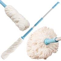 mysmartbuy Squeeze Mop with Self-Wringing Mechanism & Hanging Hook - Measures L1.17m in White