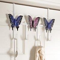 mysmartbuy Butterfly Design Over-the-Door Hooks - Metal Bathroom Hanger for Towels, Clothes, Robes