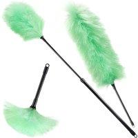 mysmartbuy 3 x Green Electrostatic Duster Mops - Long Handle Extendable Synthetic Feather Dusters - Home Cleaning Tools