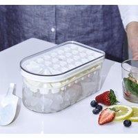 mysmartbuy Ice Cube Tray & Container - Multi Layer Ice Bucket Storage Box with Scoop & 2 Moulds That Make Up to 58 Cubes - 10 x 11.5 x 21cm