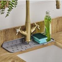 mysmartbuy Kitchen Sink Tap Faucet Protection Mat - Grey Non-Slip Silicone Splash Guard for Protecting Countertops from Water Stains