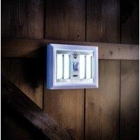mysmartbuy 4-COB LED Light - Battery Powered Portable Wire Free Light with Central Switch for Wardrobes, Cupboards, Sheds, Garages & More in White