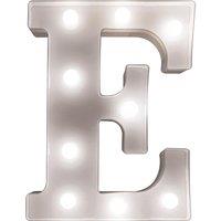 mysmartbuy Battery Powered 3D Letter E LED Light - Freestanding or Wall Mounted Alphabet Lighting Home or Party Decoration - H22 x W14 x D3cm in White