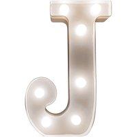 mysmartbuy Battery Powered 3D Letter J LED Light - Freestanding or Wall Mounted Alphabet Lighting Home or Party Decoration - H22 x W14 x D3cm in White