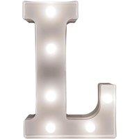 mysmartbuy Battery Powered 3D Letter L LED Light - Freestanding or Wall Mounted Alphabet Lighting Home or Party Decoration - H22 x W14 x D3cm in White