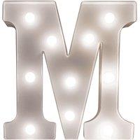 mysmartbuy Battery Powered 3D Letter M LED Light - Freestanding or Wall Mounted Alphabet Lighting Home or Party Decoration - H22 x W14 x D3cm in White