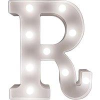 mysmartbuy Battery Powered 3D Letter R LED Light - Freestanding or Wall Mounted Alphabet Lighting Home or Party Decoration - H22 x W14 x D3cm in White