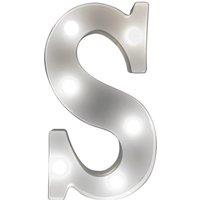 mysmartbuy Battery Powered 3D Letter S LED Light - Freestanding or Wall Mounted Alphabet Lighting Home or Party Decoration - H22 x W14 x D3cm in White
