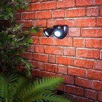 mysmartbuy Battery Powered Twin Head Motion Sensor Security Light - 160 Lumen Rotatable Outdoor Wall Lamp with 10 LEDs & 5m Detection Range in Black