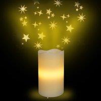 mysmartbuy White LED Candle Star Projector - Battery or USB Powered Realistic Pillar Candle Ambient LED Light Home Decoration - H16 x 8cm Dia
