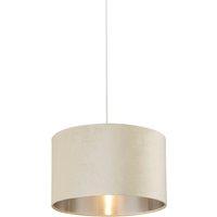 Lighting Collection Cream Velvet Drum Shade Silver Inner D40Cm Lamp Shade