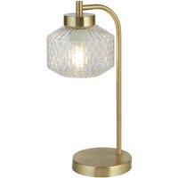 Lighting Collection Satin Brass & Clear Glass Table Lamp in Gold