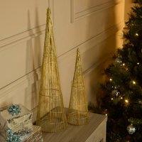 Lighting Collection Christmas Gold Frame LED Trees - 2pc Set