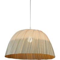 Lighting Collection Bamboo Ombre Stripe Petrol 58Cm Lamp Shade in Natural
