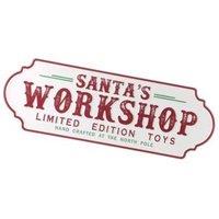 Garden Greatness Santas Workshop Metal Sign Decor in White | Size: 1 Pack